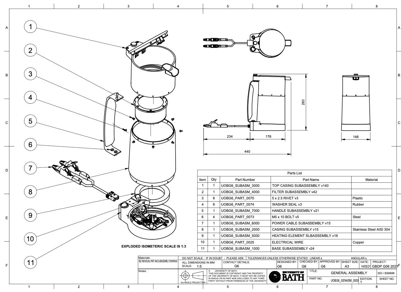 Example of main assembly drawing